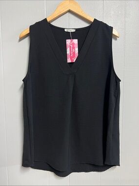 NWT Jodifl Blouse Top Shirt Black V Neck Dressy or Casual! New with Tags